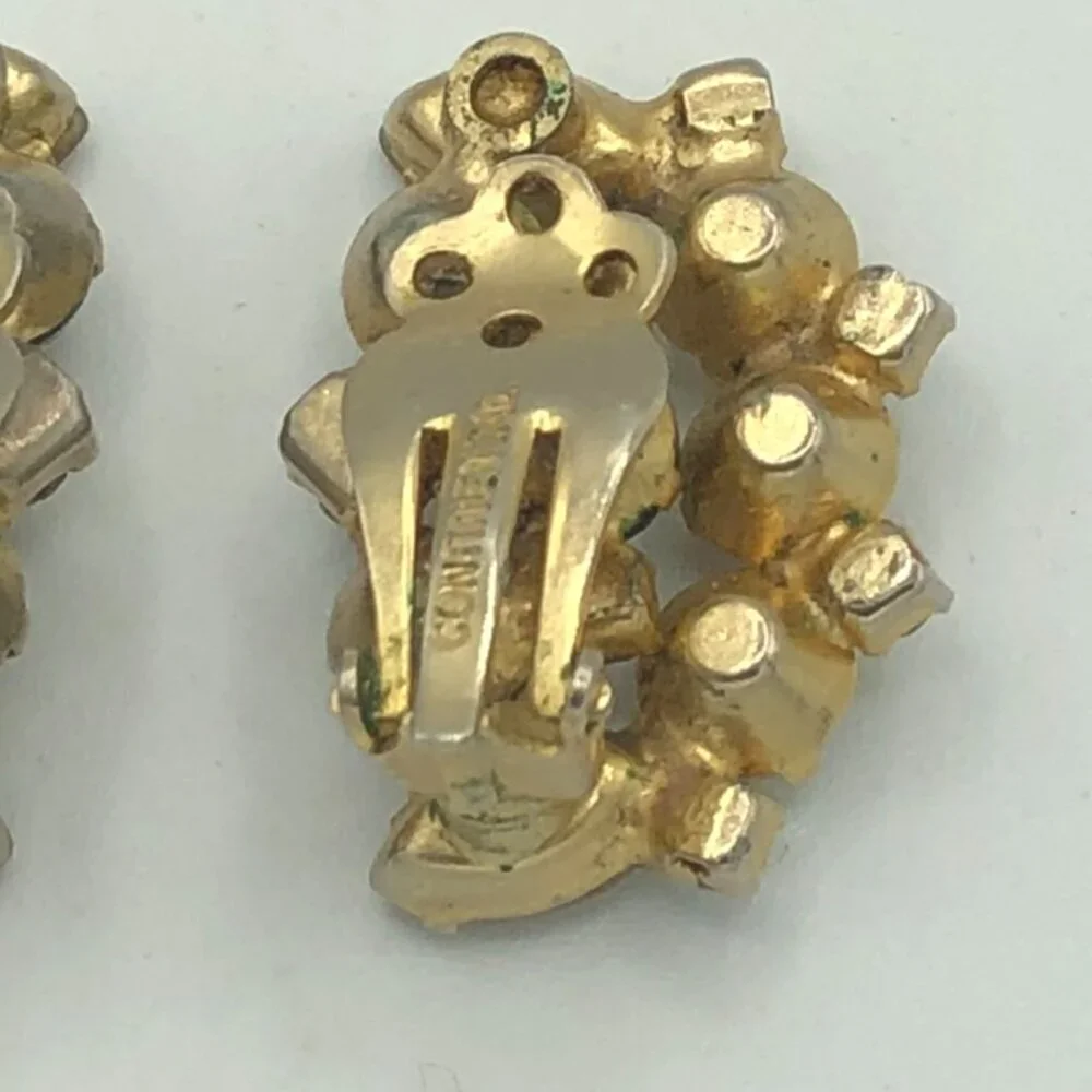 Vintage Moonstone Moon Shapped Clip On Earrings by Continental - Picture 8 of 11